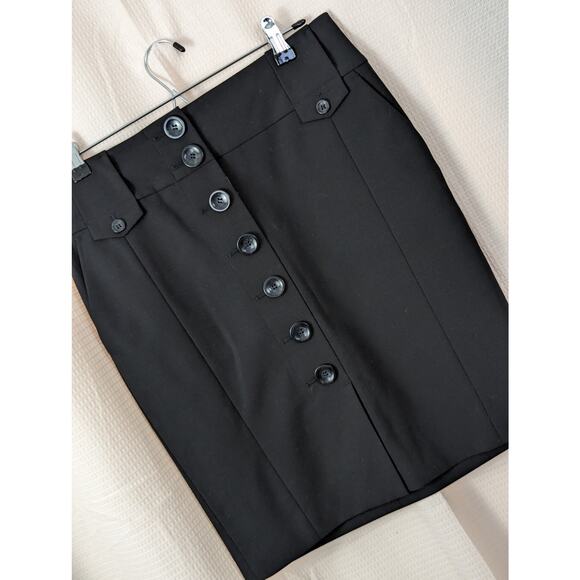 NWOT! ANN TAYLOR! WOOL LONDON STYLE BLACK BUTTON FRONT PENCIL SKIRT! SZ 4 - Picture 6 of 6
